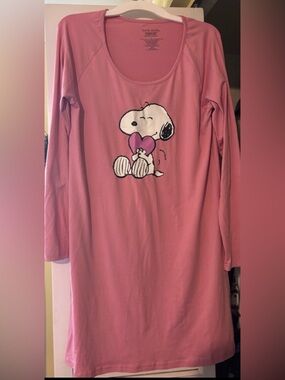 Munki Munki Snoopy Heart Long Sleeve Nightshirt size Large super stretchy comfy